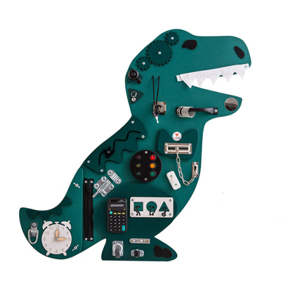 Grøn aktivitetstavle formet som en dinosaur