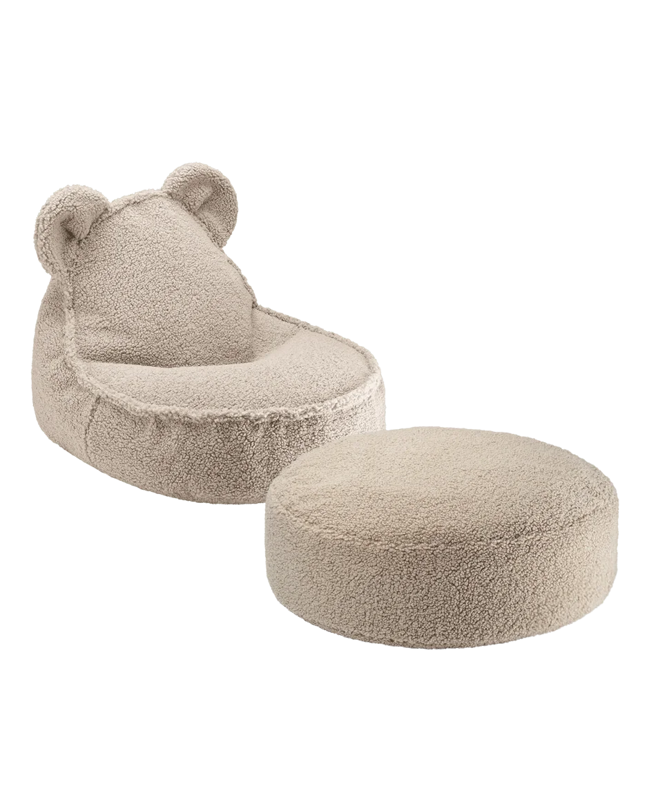 Wigiwama Bjørne-sækkestol med puf, Biscuit