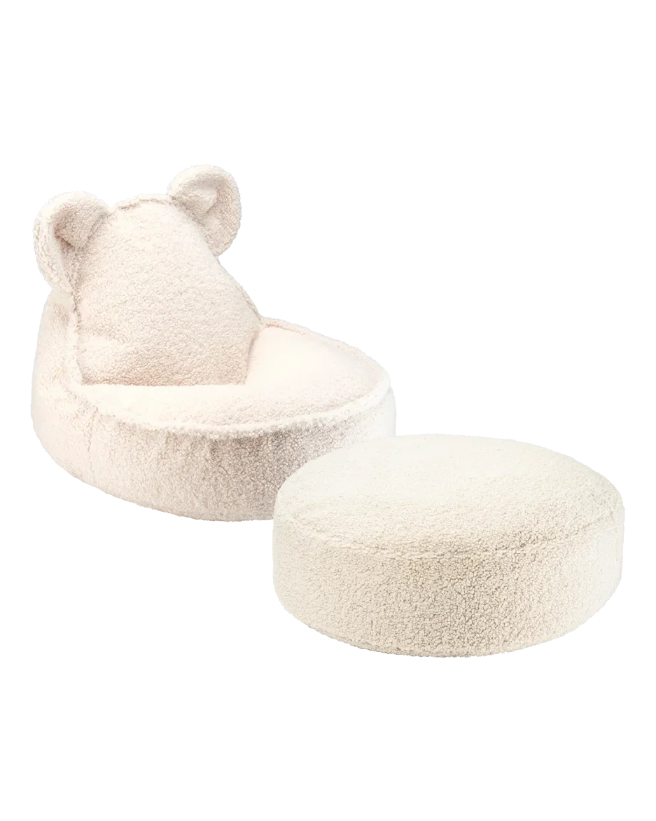 Wigiwama Bjørne-sækkestol med puf, Cream White