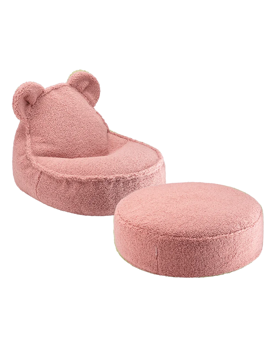 Wigiwama Bjørne-sækkestol med puf, Guava