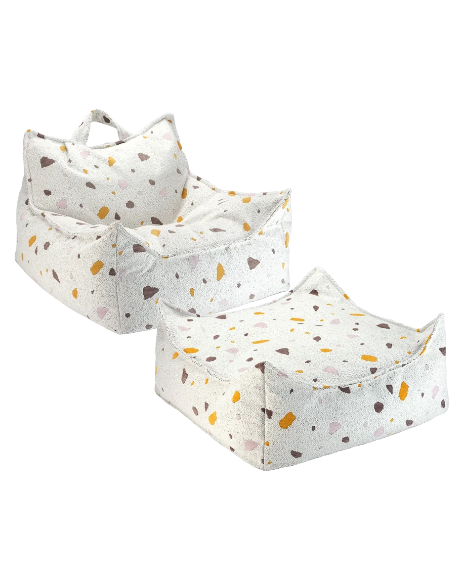 Wigiwama Sækkestol med puf, Terrazzo Marble