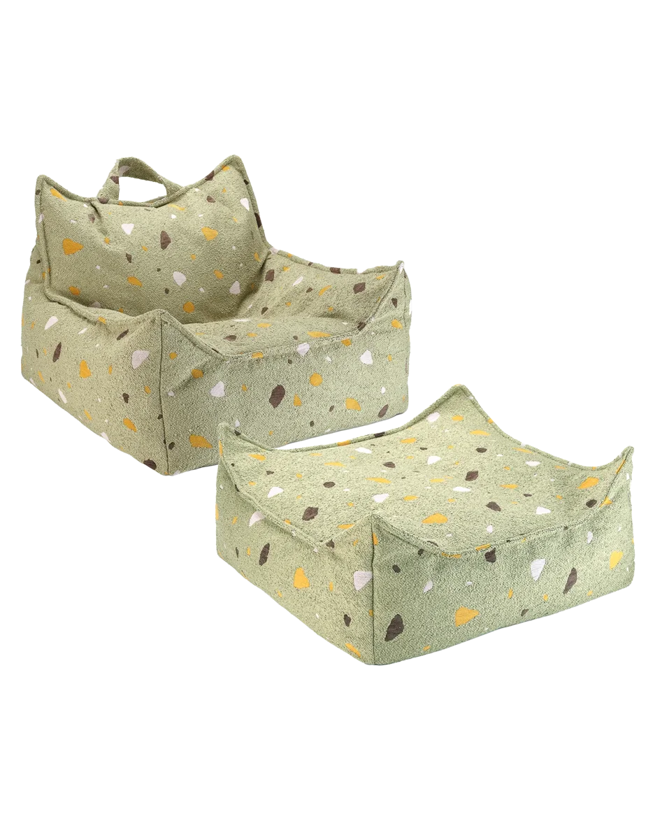 Wigiwama Sækkestol med puf, Terrazzo Moss