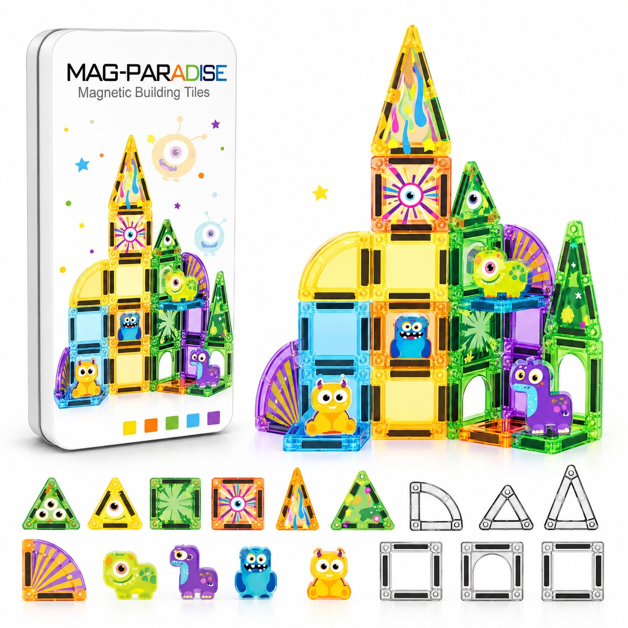 Magnetiske byggebrikker med figurer 35 dele