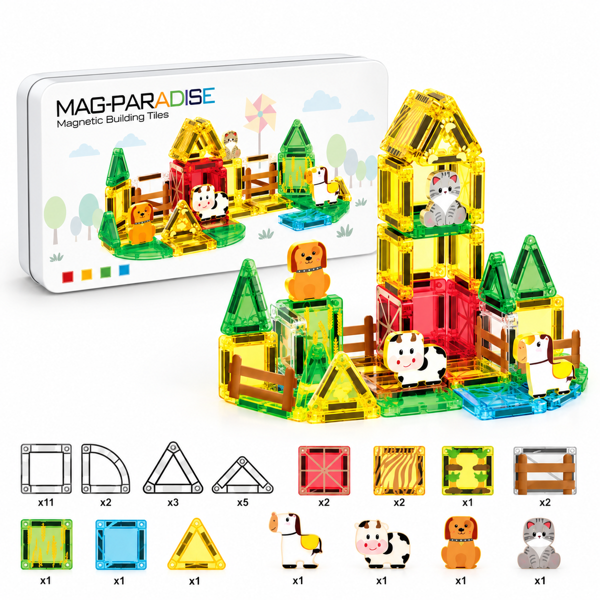 Magnetiske byggebrikker med figurer – 35 dele