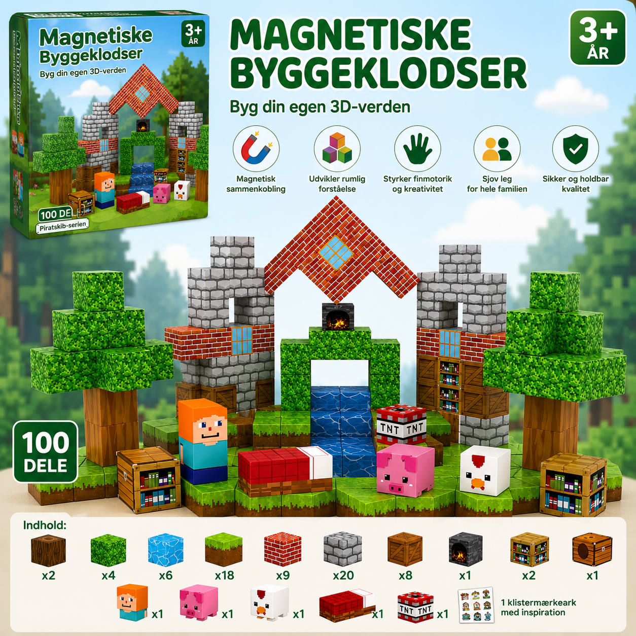 Magnetklodser Bondegård (100 dele)