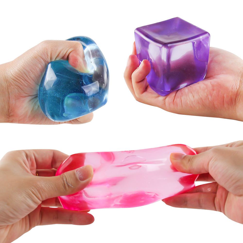 Squishy Ice Cube – Blød Stressbold med Isterning-look