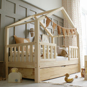 Husseng HOUSEBED Duo m. aflange tremmer og skuffe