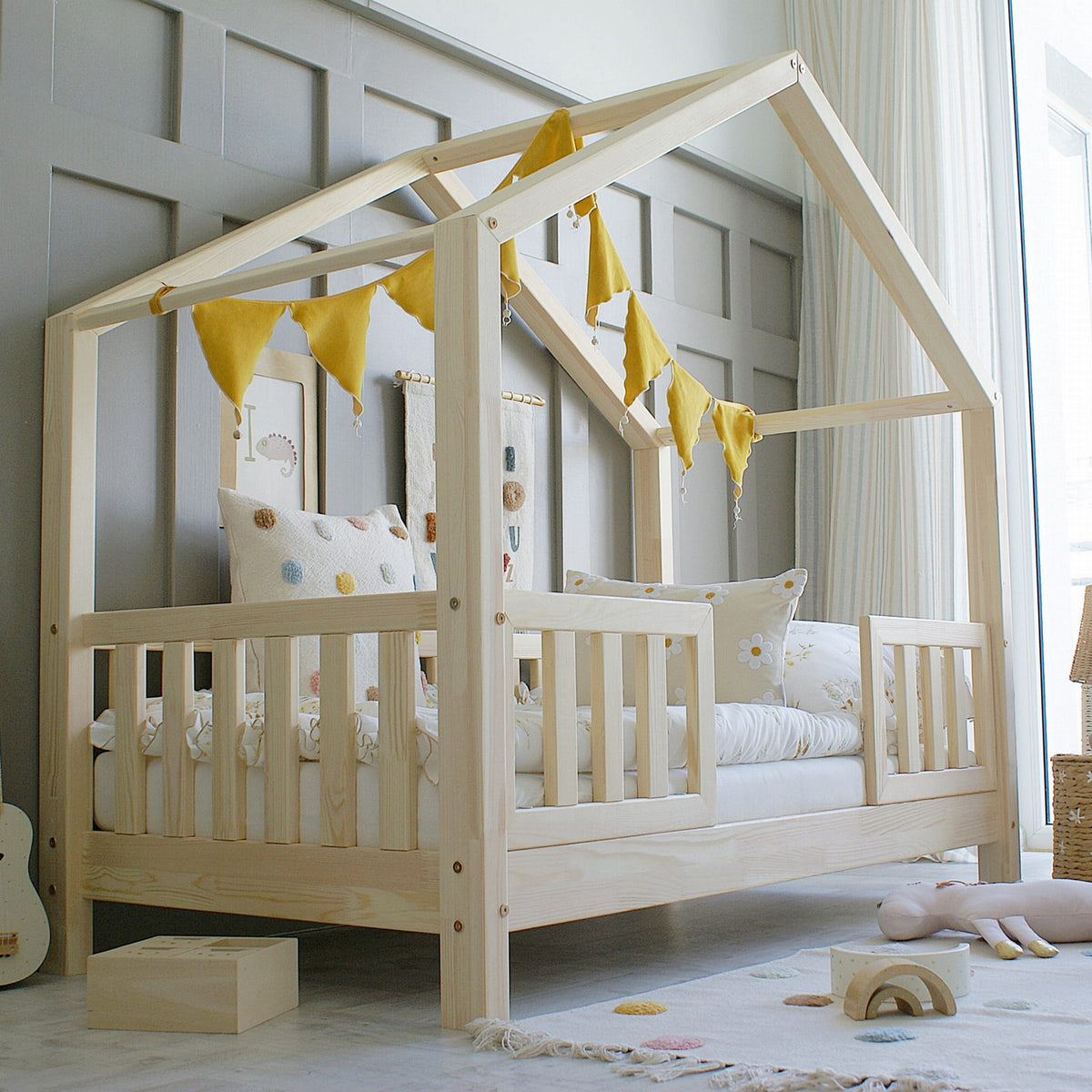 Husseng HOUSEBED Duo m. aflange tremmer