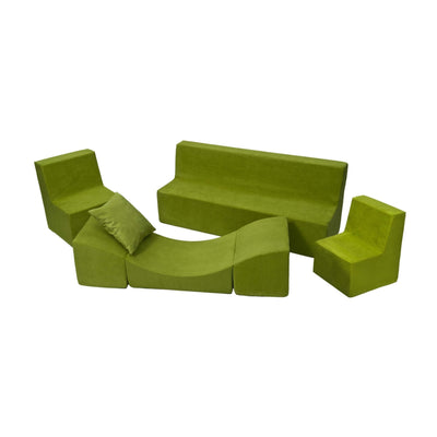 grønt skumlegetøj der kan bruges som børnemøbler